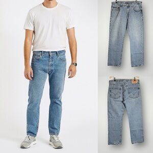 Levis 501 Denim Button Fly Jeans Size 38 2005 Y2K Vintage Straight Leg